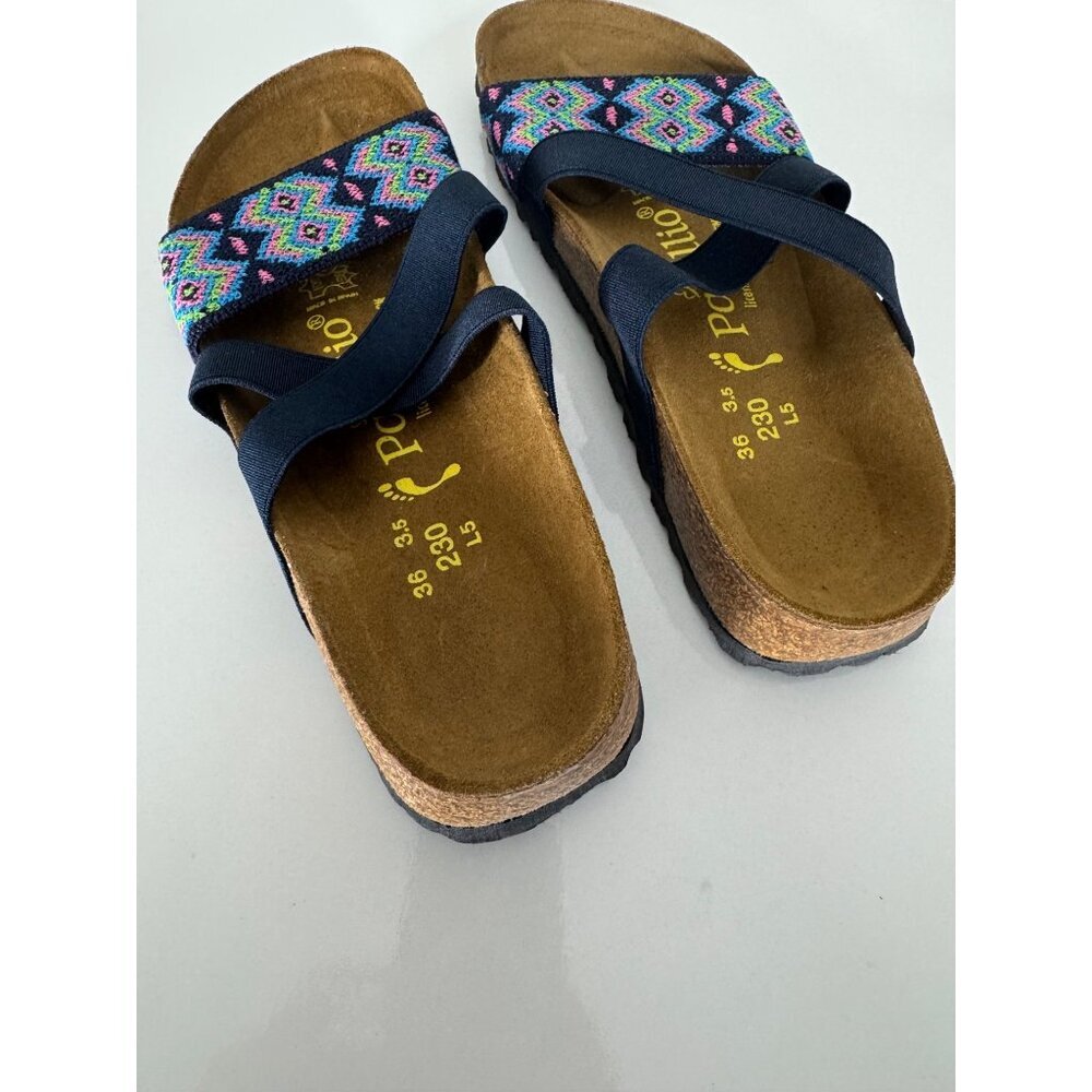 NEW Birkenstock Papillio Aztec Dark Blue Slides Sandals Elastic EU 36 US 5 N - Picture 5 of 7